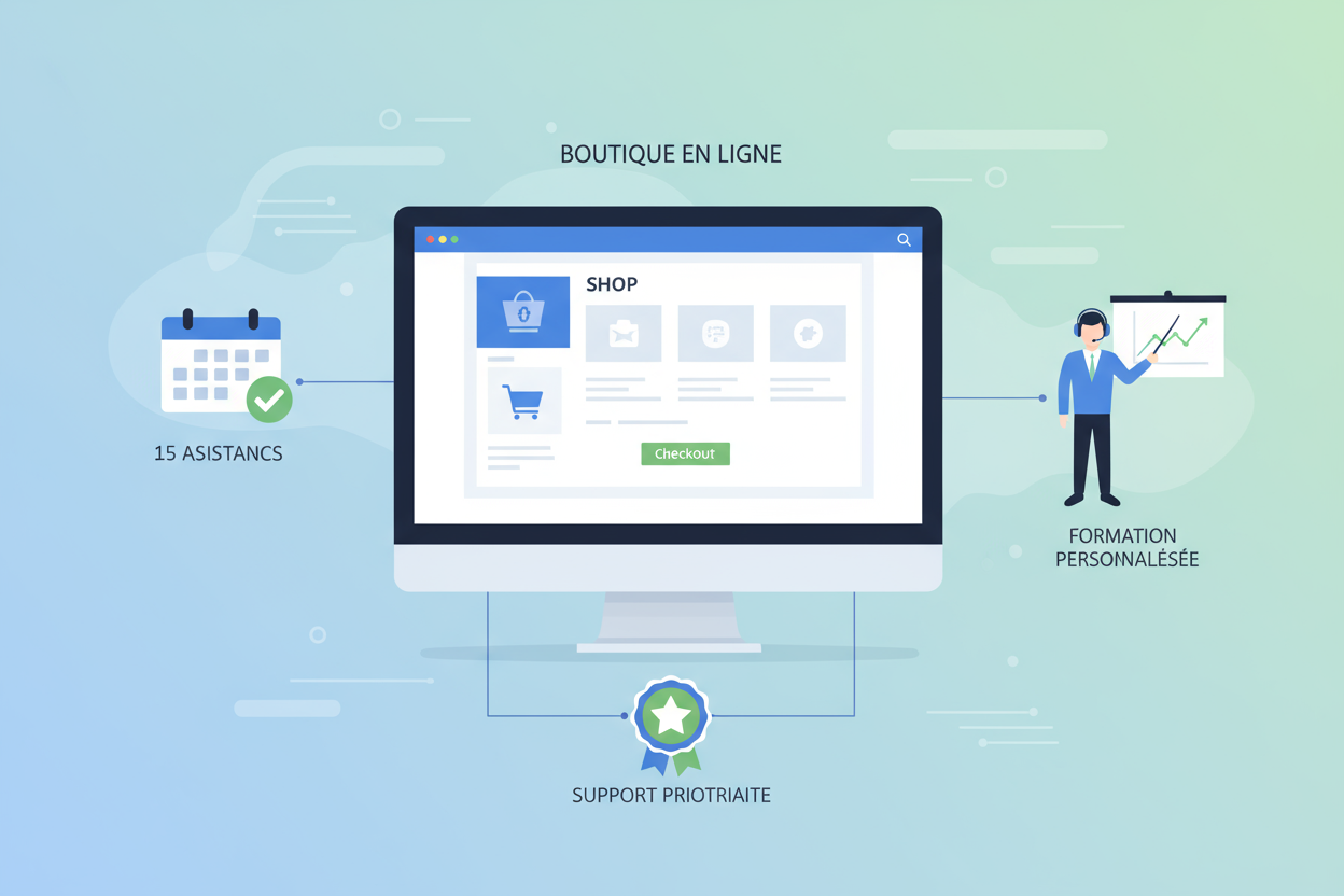 Site e-commerce complet avec assistance 15 jours
formation personnalisée et support prioritaire