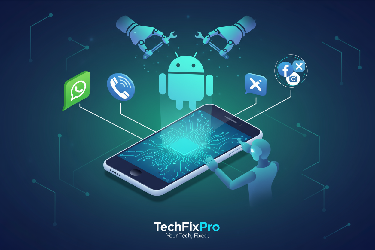 Service professionnel fourni par TechFixPro. Assistance complète via WhatsApp, téléphone ou réseaux sociaux pour : réinitialisation et dépannage android.