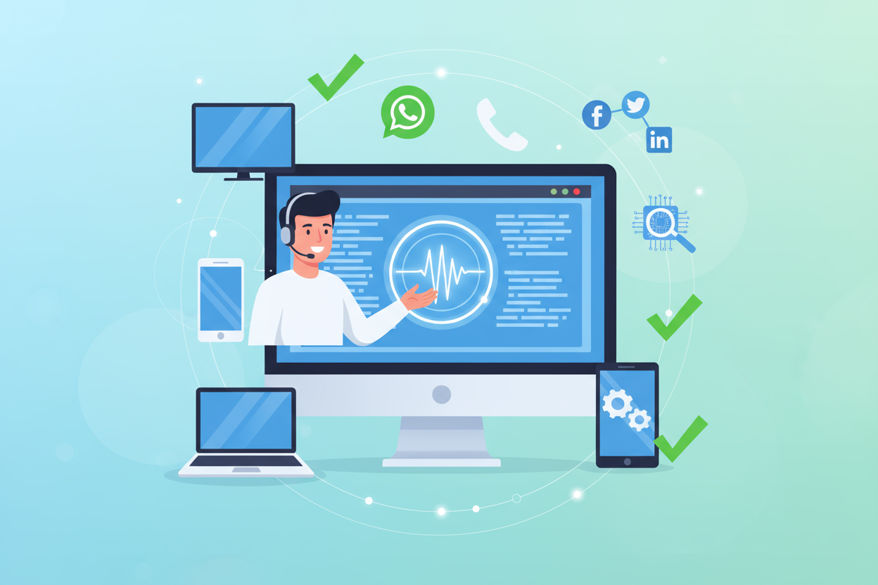 Vous rencontrez un problème avec votre Smart TV, ordinateur ou autre appareil électronique ?
Notre équipe technique vous accompagne à distance pour diagnostiquer et résoudre efficacement la panne.
Assistance disponible via WhatsApp, téléphone ou réseaux sociaux, sans déplacement nécessaire.

💡 Ce que comprend le service :

Diagnostic complet du problème à distance

Conseils et solutions techniques adaptés à votre appareil

Aide à la résolution immédiate ou plan d’action personnalisé

Suivi et recommandatio